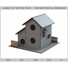 சிறிய Birdhouse லேசர் வெட்டு திசையன் டெம்ப்ளேட்