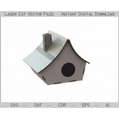 சிறிய வீடு Birdhouse லேசர் வெட்டு திசையன் டெம்ப்ளேட்