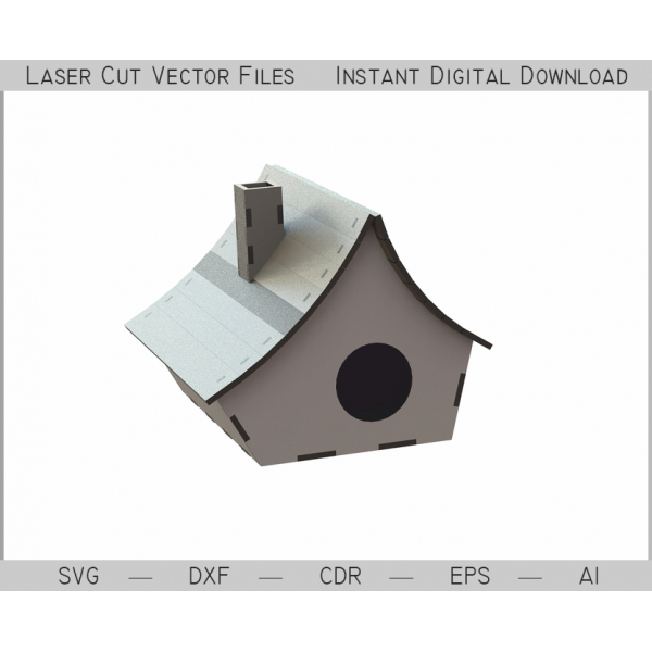Lille Hus Laser Cut Vektor Skabelon for Birdhouse Lille Hus Laser Cut Vektor Skabelon for Birdhouse
