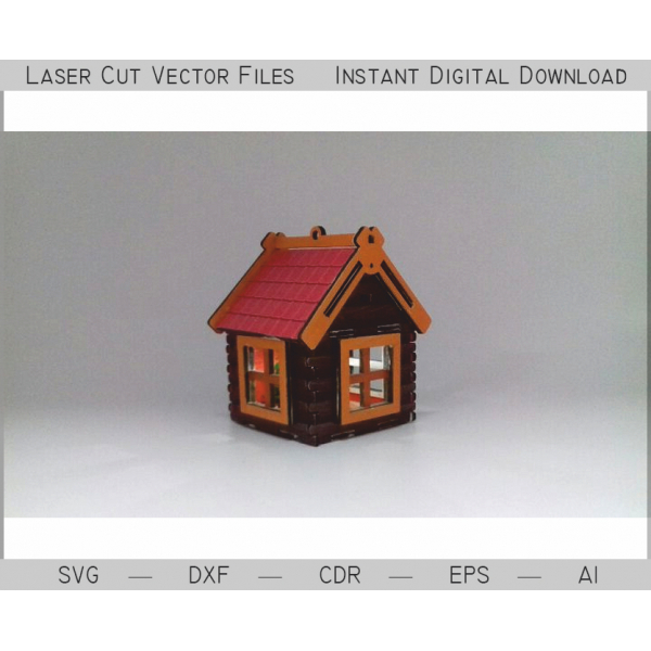 Lille Hus Laser Cut Vektor Skabelon — SVG DXF AI, EPS CDR Lille Hus Laser Cut Vektor Skabelon — SVG DXF AI, EPS CDR