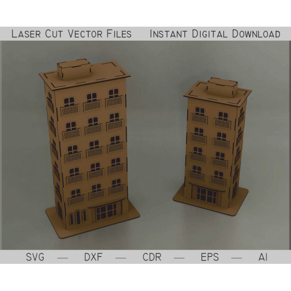 Multi-Storey Building Laser Cut Vector Template