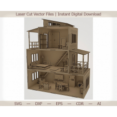 Dollhouse กับเฟอร์นิเจอร์–ออนเลเซอร์ตัดเว็กเตอร์ต้นแบบ