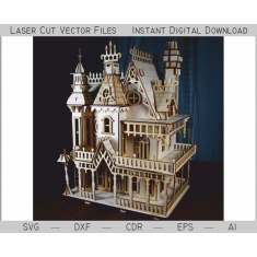 Casa Delle Bambole Vittoriana Taglio Laser Vettoriale Kit