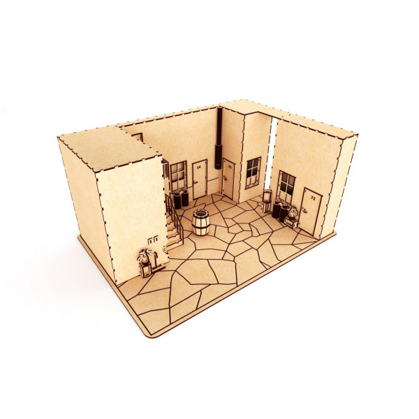 Chaves Vila Curte cu Laser Tăiat Fișier Vector pentru DIY Model și Diorama