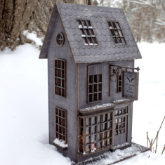 Casa A Due Piani In Miniatura Negozio Tagliato A Laser Modello Vettoriale