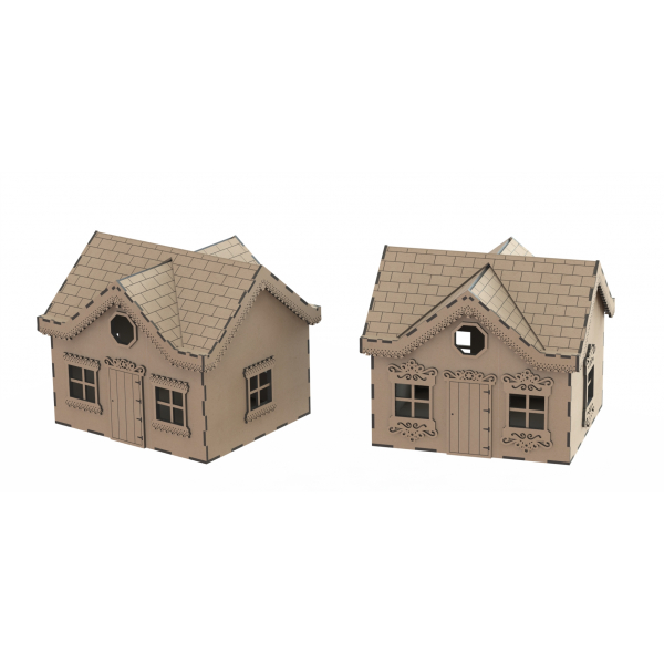 Casa de Cajas de Corte por Láser de Vector Plantilla para la Miniatura de la Cabaña