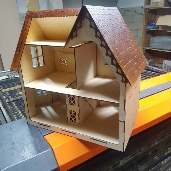 Découpé au Laser Vecteur Modèle à Deux étages des Enfants de la maison de Poupées Découpé au Laser Vecteur Modèle à Deux étages des Enfants de la maison de Poupées
