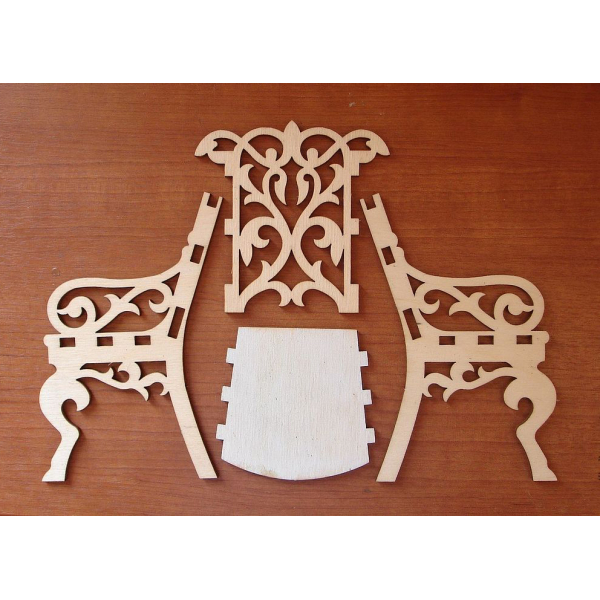 Intagliato Bambola Sedia Taglio Laser File Vettoriale Modello per le Miniature Intagliato Bambola Sedia Taglio Laser File Vettoriale Modello per le Miniature