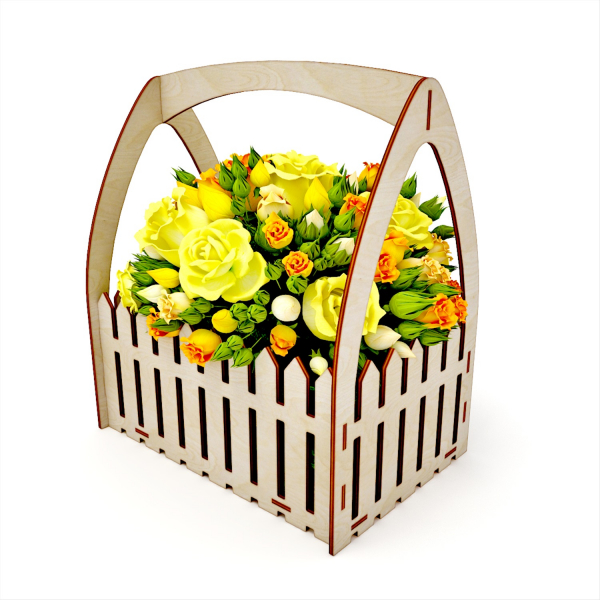 Picket Fence Basket Laser Cut Vector Template Picket Fence Basket Laser Cut Vector Template