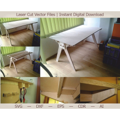 Prefab Flatpack அட்டவணை - லேசர் வெட்டு திசையன் டெம்ப்ளேட்