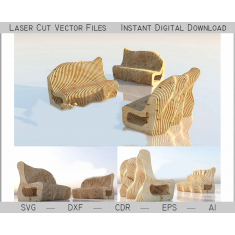 Bangku Gelombang Parametrik-File Vektor Pemotongan Laser