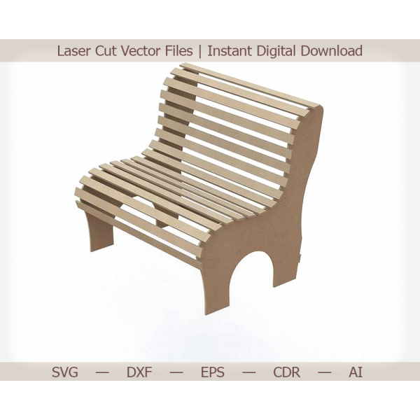 Laser ຕັດໄຟລ໌Vector-ໂຄ້ Slatted Bench ແມ່ແບບ