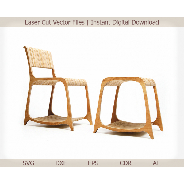 Chaise et Tabouret Laser Cut Fichiers Vectoriels pour le Contreplaqué, Meubles Chaise et Tabouret Laser Cut Fichiers Vectoriels pour le Contreplaqué, Meubles