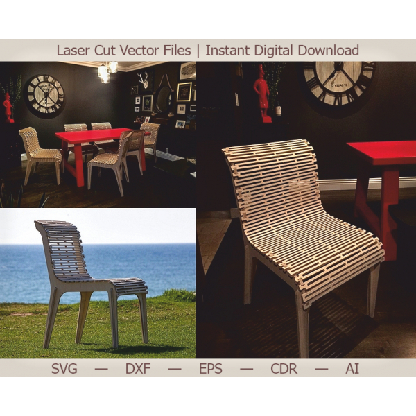 Spaltegulve Moderne Stol Laser Cut Vektor-Fil - Instant Download Spaltegulve Moderne Stol Laser Cut Vektor-Fil - Instant Download
