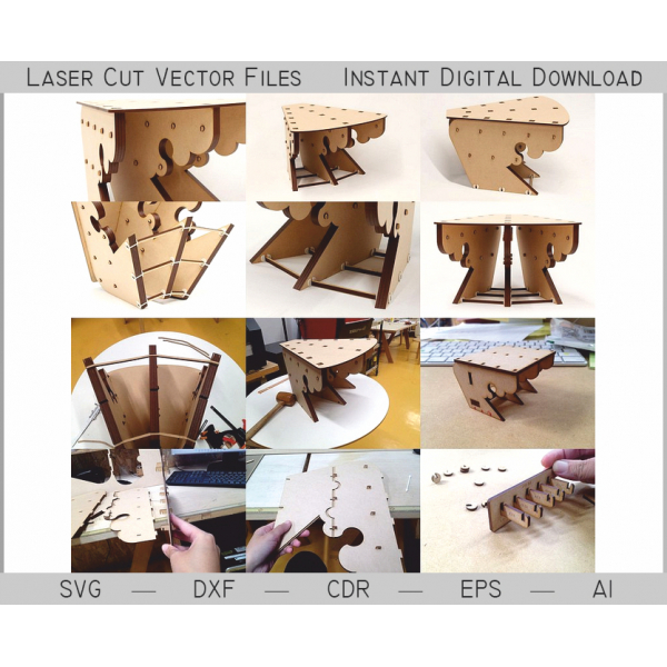 Decorative Triangular Chair Shelf - Laser Cut Vector File Decorative Triangular Chair Shelf - Laser Cut Vector File