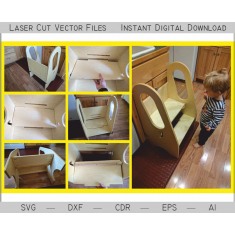 Children's Learning Tower Ladder - Laser Cut Vector Template