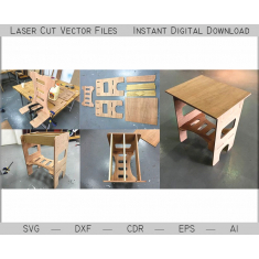 Compact Slot-Uklapa Stolicu — Laser Rez Vektor Šablon