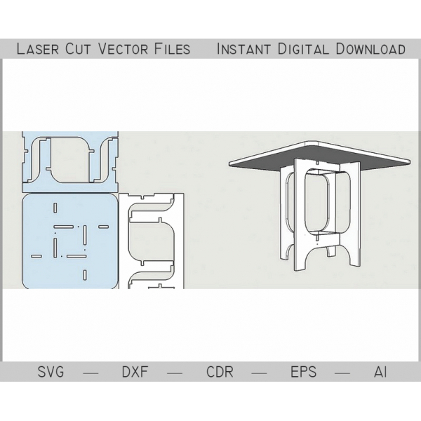 Lazer Kesim Tabure Vektör Dosyası - Kilitli Düz Sırtlı Tabure SVG DXF Lazer Kesim Tabure Vektör Dosyası - Kilitli Düz Sırtlı Tabure SVG DXF