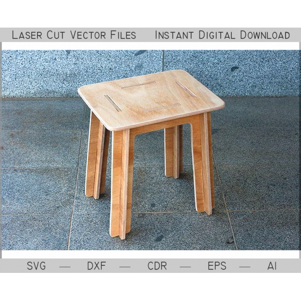 Interlocking Plywood Stool - Laser Cut Vector File Interlocking Plywood Stool - Laser Cut Vector File