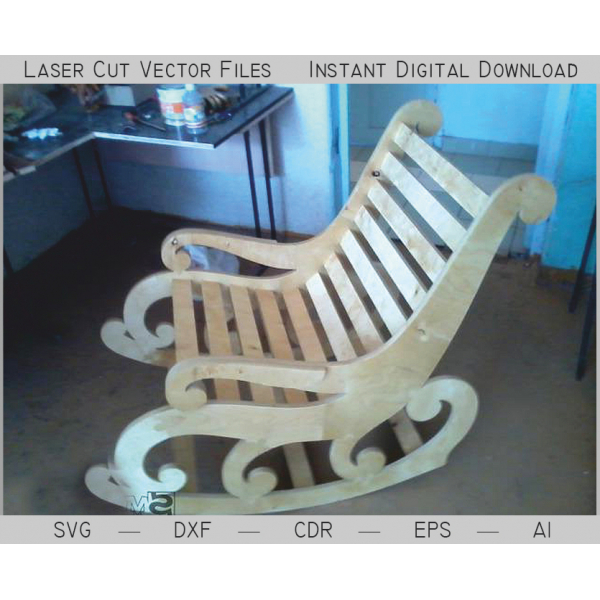 Rocking Chair Laser Cut Vector Template for DIY Furniture