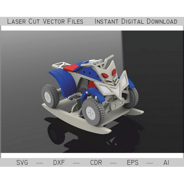 Laser-cut Vector Template for Children’s ATV Rocking Toy — Instant Download Laser-cut Vector Template for Children’s ATV Rocking Toy — Instant Download
