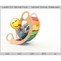 Children's Rainbow Rocking Chair - Laser Cut Vector Template