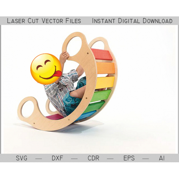 Kinder-Regenbogen-Schaukelstuhl Vektor Vorlage für das Laserschneiden Kinder-Regenbogen-Schaukelstuhl Vektor Vorlage für das Laserschneiden