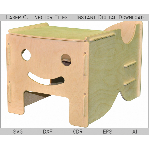 ยิ้มเด็กขั้นตอนม้านั่ง—เลเซอร์ตัดเว็กเตอแฟ้ม(SVG,DXF,AI)