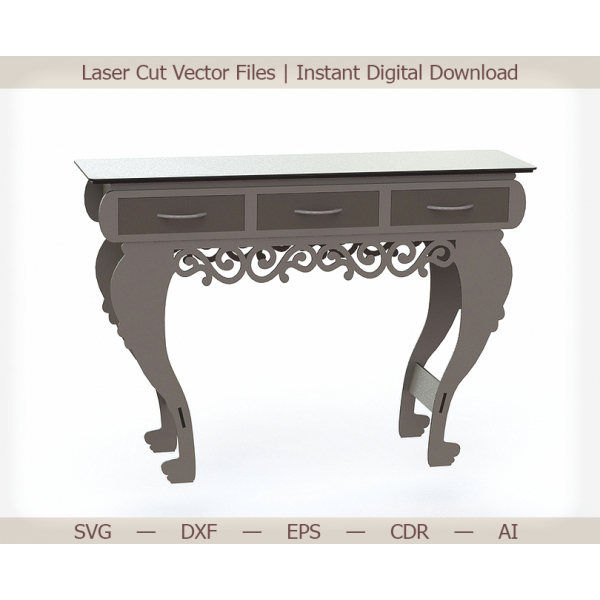 Ornate นคอนโซลโต๊ะเลเซอร์ตัดเว็กเตอแฟ้ม Ornate นคอนโซลโต๊ะเลเซอร์ตัดเว็กเตอแฟ้ม