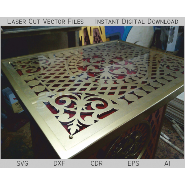 Pynt Firkantet Bordplade Laser Cut Vektor-Fil Pynt Firkantet Bordplade Laser Cut Vektor-Fil