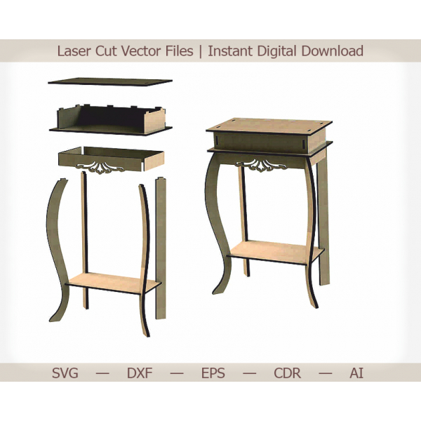 Ozdobený Straně Stolu Laser Cut Vektor Šablona Ozdobený Straně Stolu Laser Cut Vektor Šablona