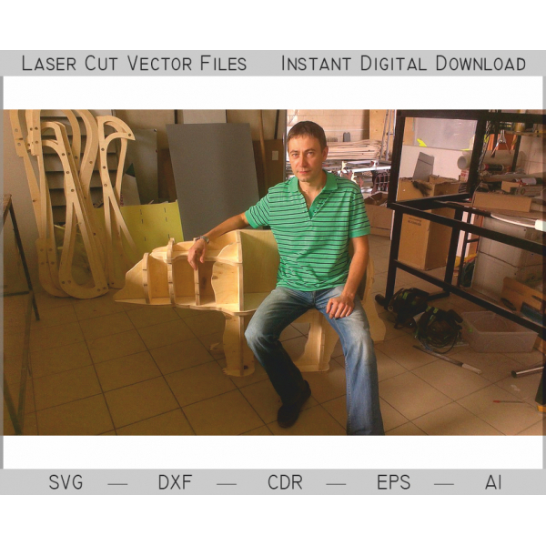Bear Bench Laser Cut Vector Template for Plywood