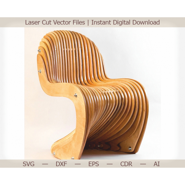 Wave-Stuhl-Laser-Cut-Vektor-Datei Wave-Stuhl-Laser-Cut-Vektor-Datei