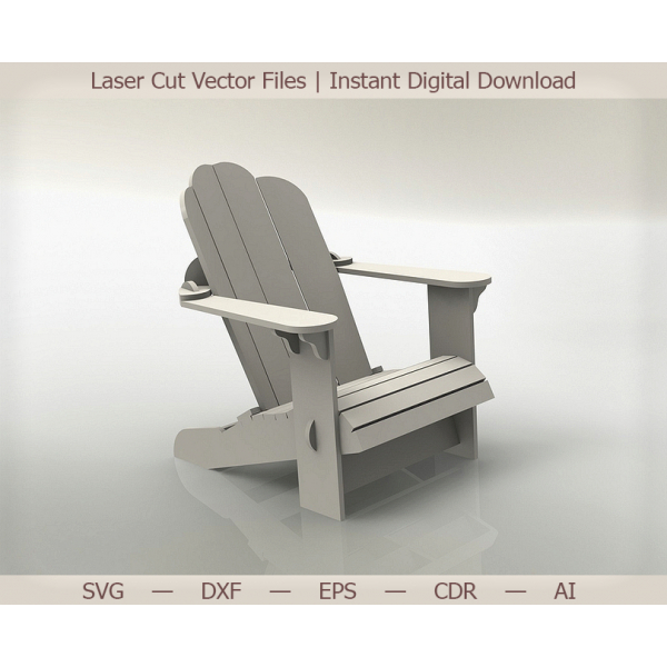 Sedia di Adirondack Taglio Laser Vettoriale di File SVG, DXF, EPS, AI, CDR Sedia di Adirondack Taglio Laser Vettoriale di File SVG, DXF, EPS, AI, CDR
