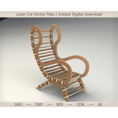 Curved Slatted Lounge Chair - Laser Cut Vector Template