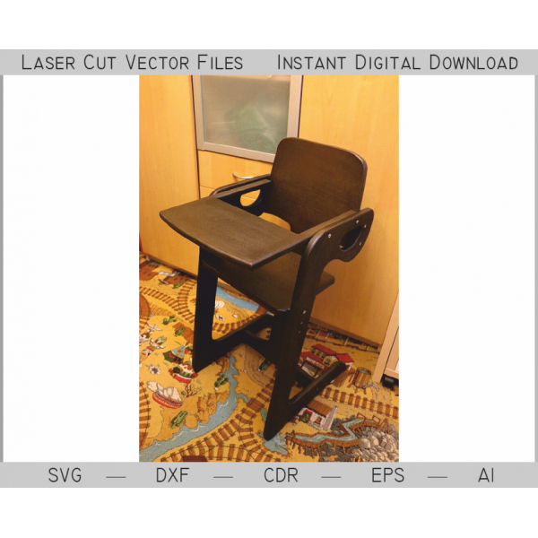 Dítě Krmení Židle Vektorový Soubor pro Laserové Řezání