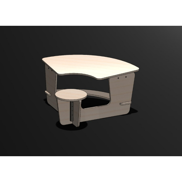 Compact Desk with Round Stool — Laser Cut Vector Template Compact Desk with Round Stool — Laser Cut Vector Template