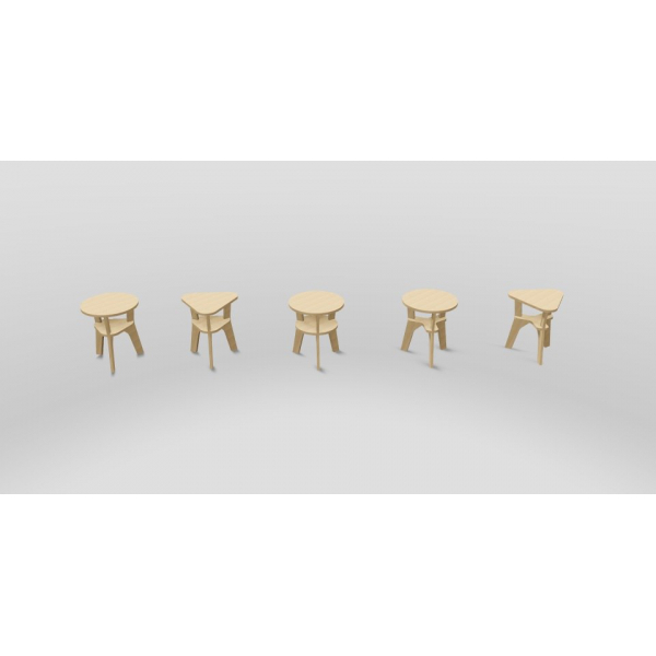 3-Leg Stool Laserové Řezání Soubor — Vektor Šablona pro Překližky Stolice