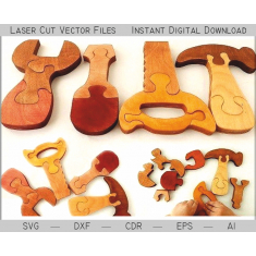 Barnens Verktyg Pussel som - Laser Cut Mall Vektor