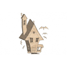 Haunted Puzzle House with Ghosts - Laser Cutting Vector File