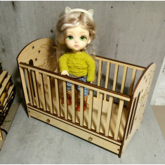 Cradle Bed - Mini Doll Cradle Laser Cut Vector Template