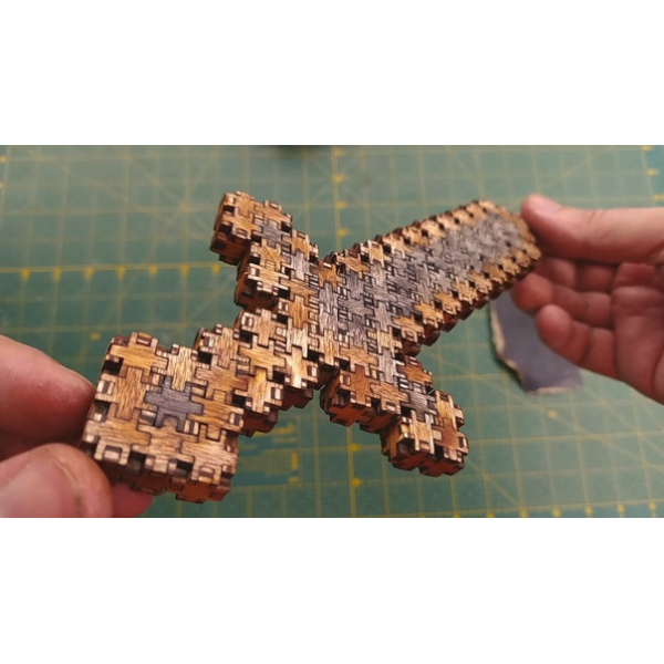 Pixel Meč 3D Puzzle Laserové Řezání Vektorové Souboru Pixel Meč 3D Puzzle Laserové Řezání Vektorové Souboru