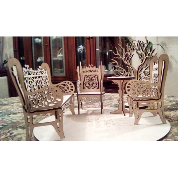 Miniature High Chairs and Bench Laser Cut Vector Template Miniature High Chairs and Bench Laser Cut Vector Template