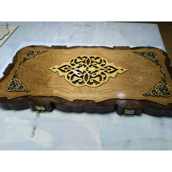 Backgammon Box Laser Cutting Vector Template with Ornamental Inlay Backgammon Box Laser Cutting Vector Template with Ornamental Inlay