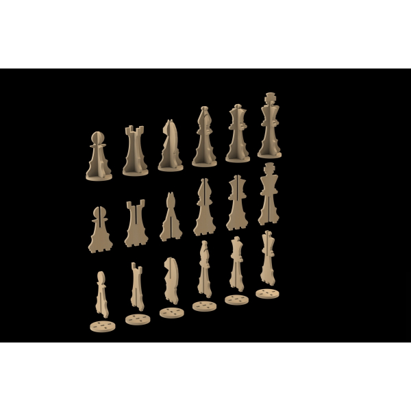 เลเซอร์ตัด Chessmen เว็กเตอตั้งค่าสำหรับ Plywood และ Acrylic เลเซอร์ตัด Chessmen เว็กเตอตั้งค่าสำหรับ Plywood และ Acrylic