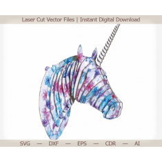 Unicorn মাথা 3D স্তরপূর্ণ লেজার কাটা ভেক্টর টেমপ্লেট
