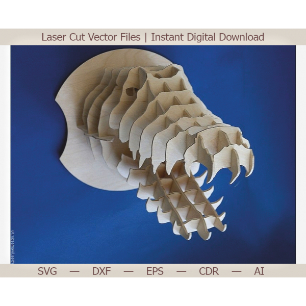 3D Cabeça de Crocodilo de Corte a Laser Modelo de Vetor de 3D Cabeça de Crocodilo de Corte a Laser Modelo de Vetor de
