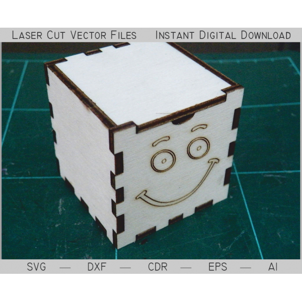 Plik wektorowy Valley Smiley Cube Box do cięcia Laserowego Plik wektorowy Valley Smiley Cube Box do cięcia Laserowego