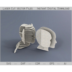 Layered Binadamu Mkuu 3D Laser Kukata Vector