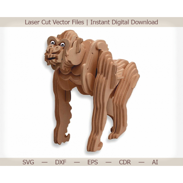 3D Laser-Cut Gorilla Vector-Template – Layered-Holz-Skulptur 3D Laser-Cut Gorilla Vector-Template – Layered-Holz-Skulptur